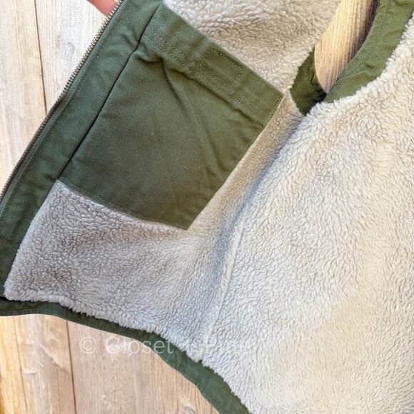 Carhartt Sandstone Washed Duck Sherpa Lined Vest Size Medium Green - Picture 11 of 17